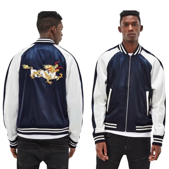 G-Star Raw Men’s Batt Tour Bomber Satin Dragon Navy Varsity Large GStar Shiny - Picture 1 of 12